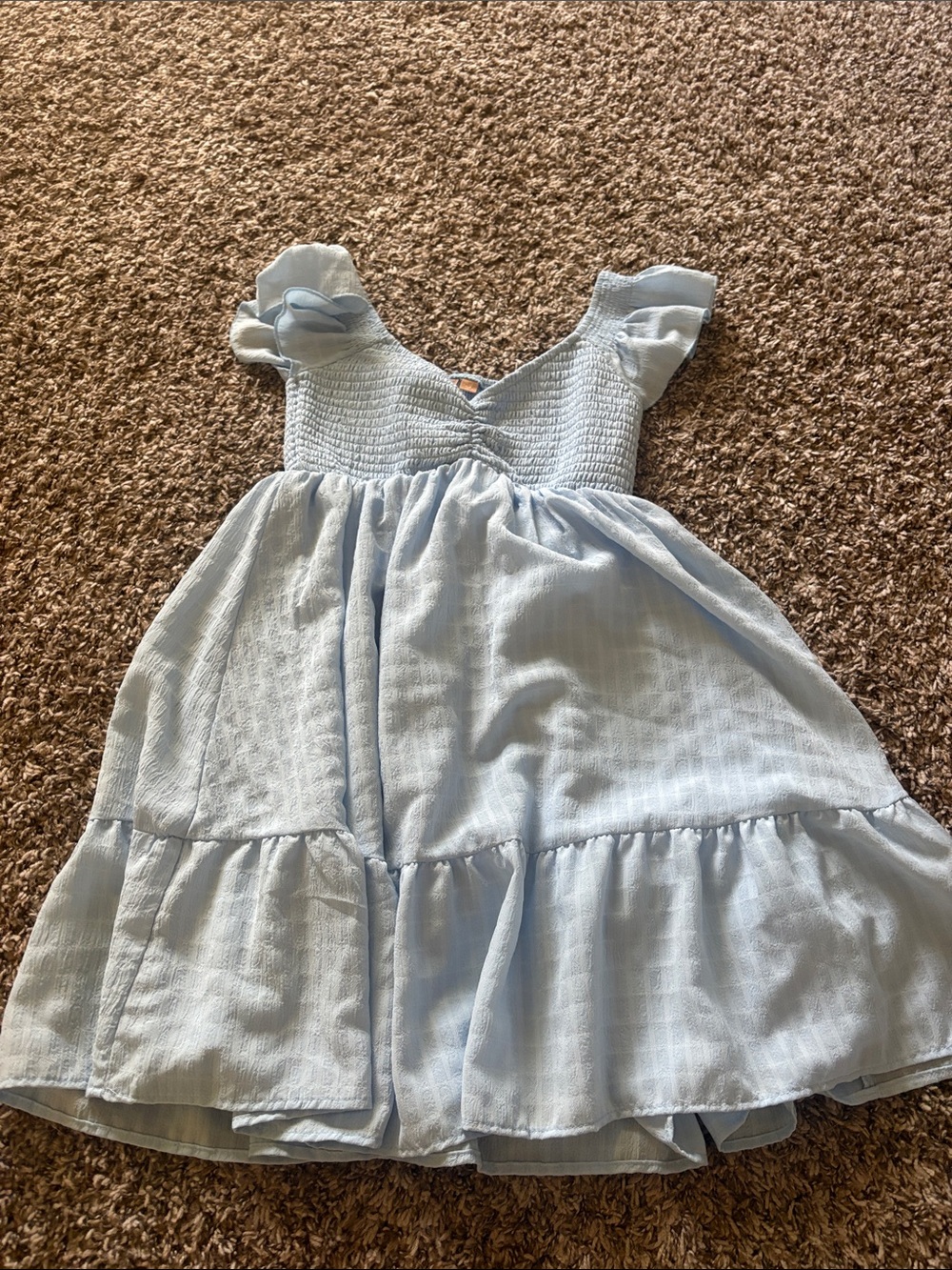 Light Blue Ruffle Sleeve Kids Dress